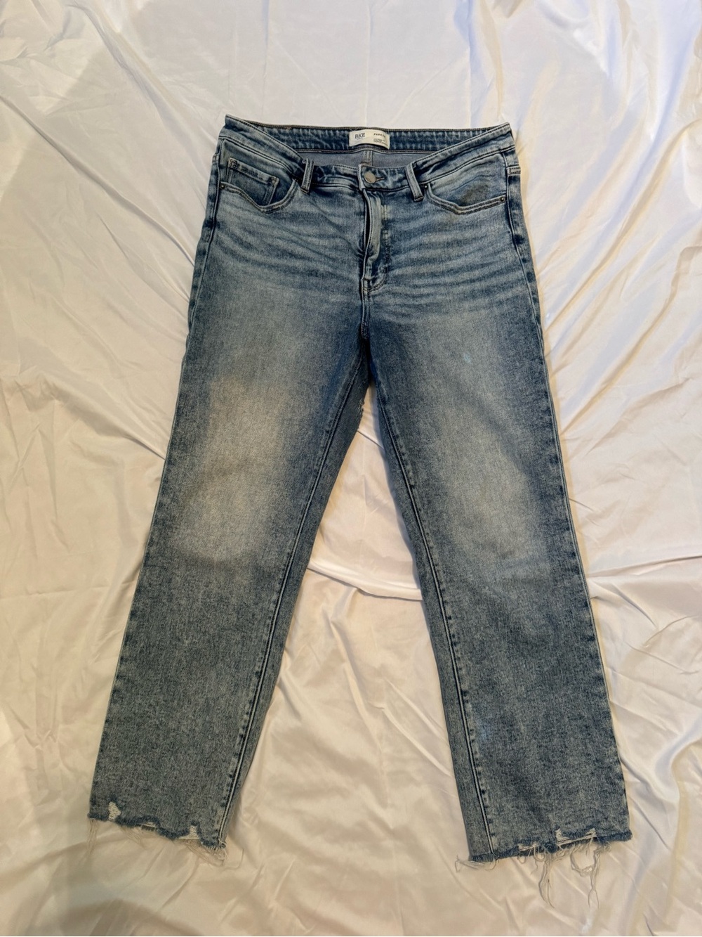 BKE Women's Faded Blue Straight-Leg Jeans